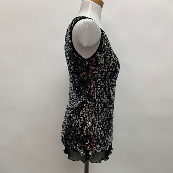 Papillon Blanc Women's Tank Top Small Black Silver Sequins Sleeveless NWT - Picture 5 of 7